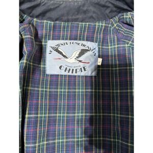 Vtg Chipie Blue Cotton Trenchcoat Lightweight W/tartan Inner 90s Large